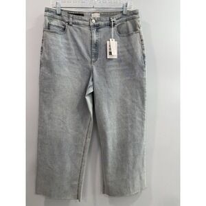 Ecru LaBrea Wide Leg Crop Jeans Size 30 Light Wash Raw Hem NWT